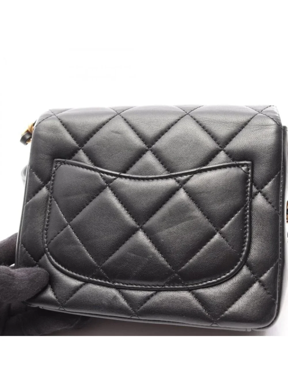 Chanel Shoulder Bag Quilted Black Lambskin Small Flap Chain